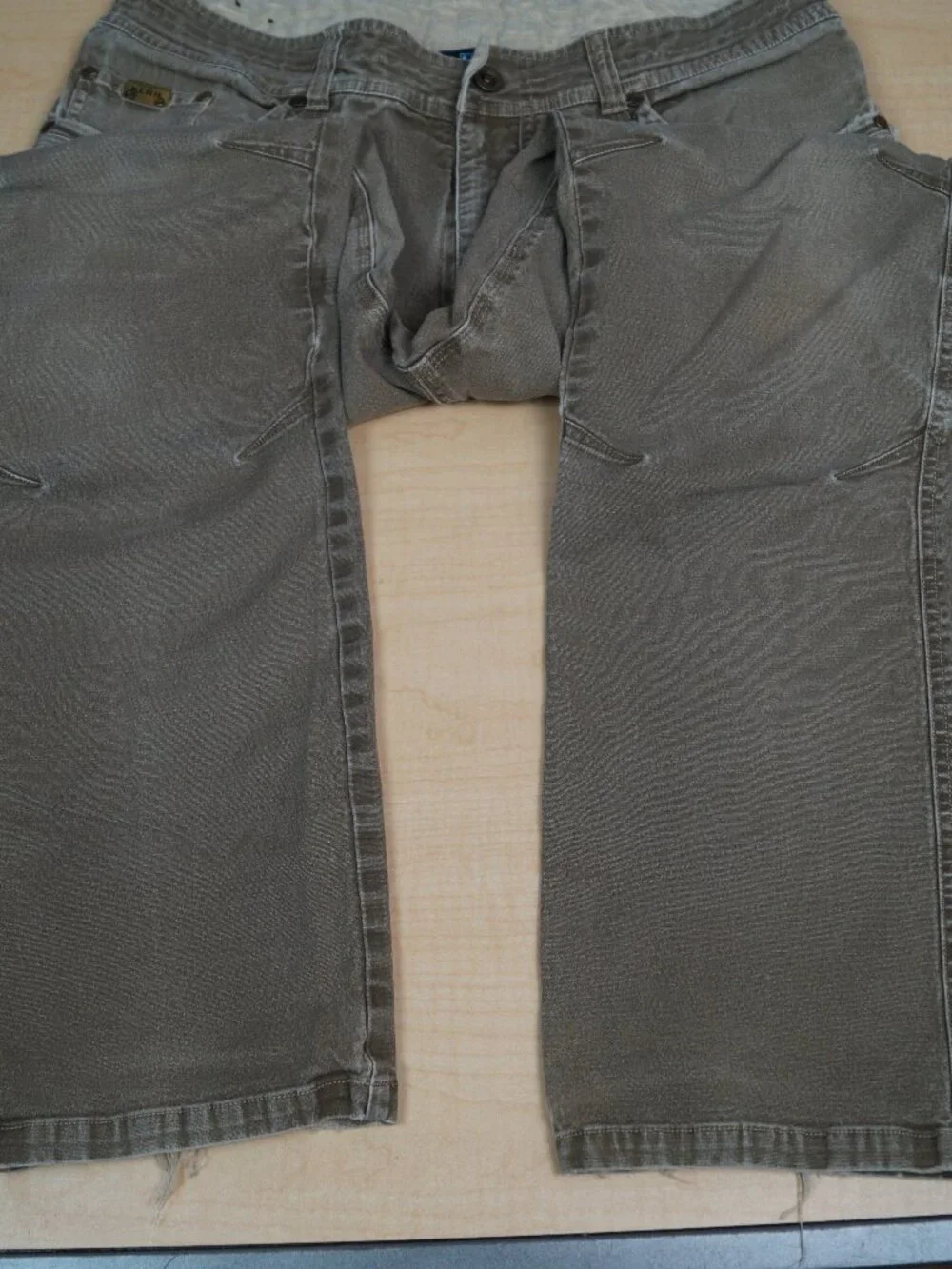 Kuhl Kanvus Jeans Khaki Stretch Canvas Articulated Knees Hiking Mens 36 x 31